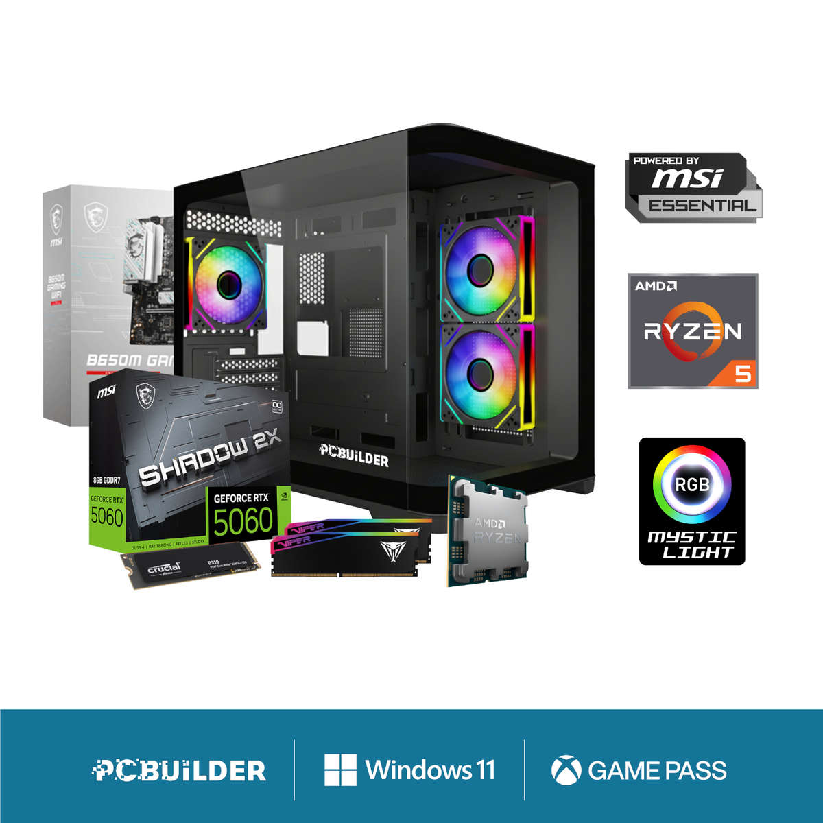 PCBuilder Ryzen 5 7600 SPECIALIST Windows 11 Gaming PC
