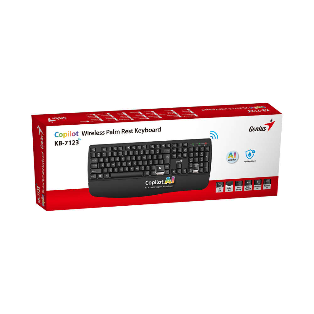 GENIUS 2.4GHZ WIRELESS PALM REST KEYBOARD