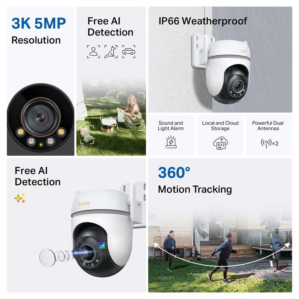 TP-LINK TAPO 3K 5MP PAN TILT WIFI