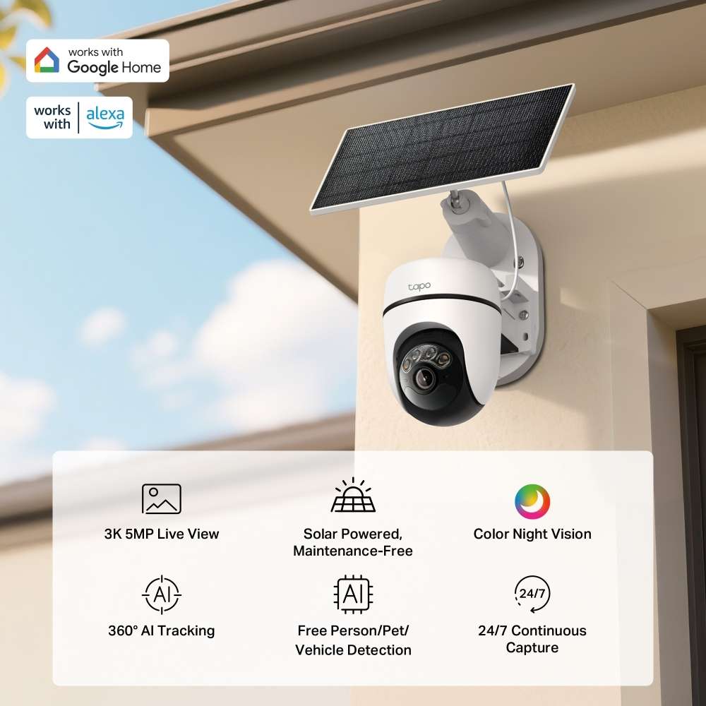 TP-LINK TAPO SOLAR POWER 3K 5MP PAN TILT CAMERA