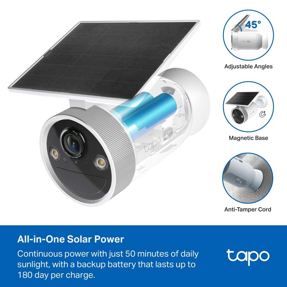 TP-LINK TAPO C465 4K 8MP BATTERY-POWERED SECURITY CAMERA WITH BUILT-IN SOLAR PANEL