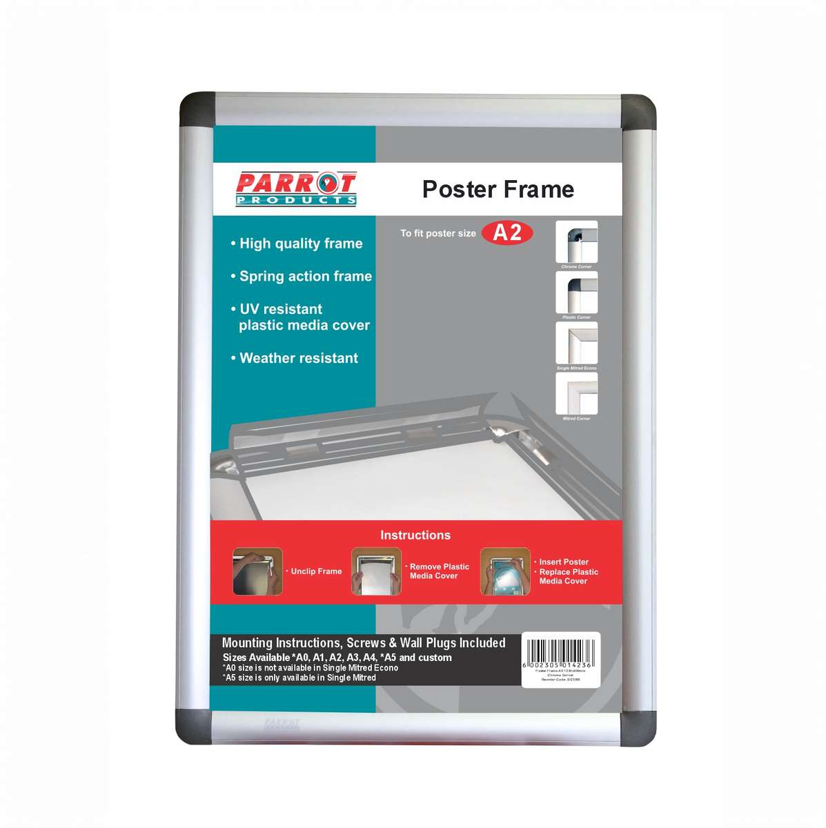 POSTER FRAME A2 655*480MM PLASTIC CORNER