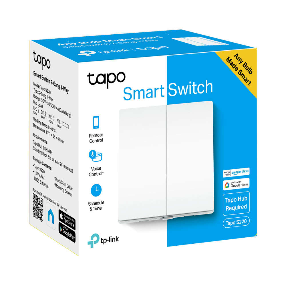 TP-LINK SMART LIGHT SWITCH 2 GANG 1 WAY