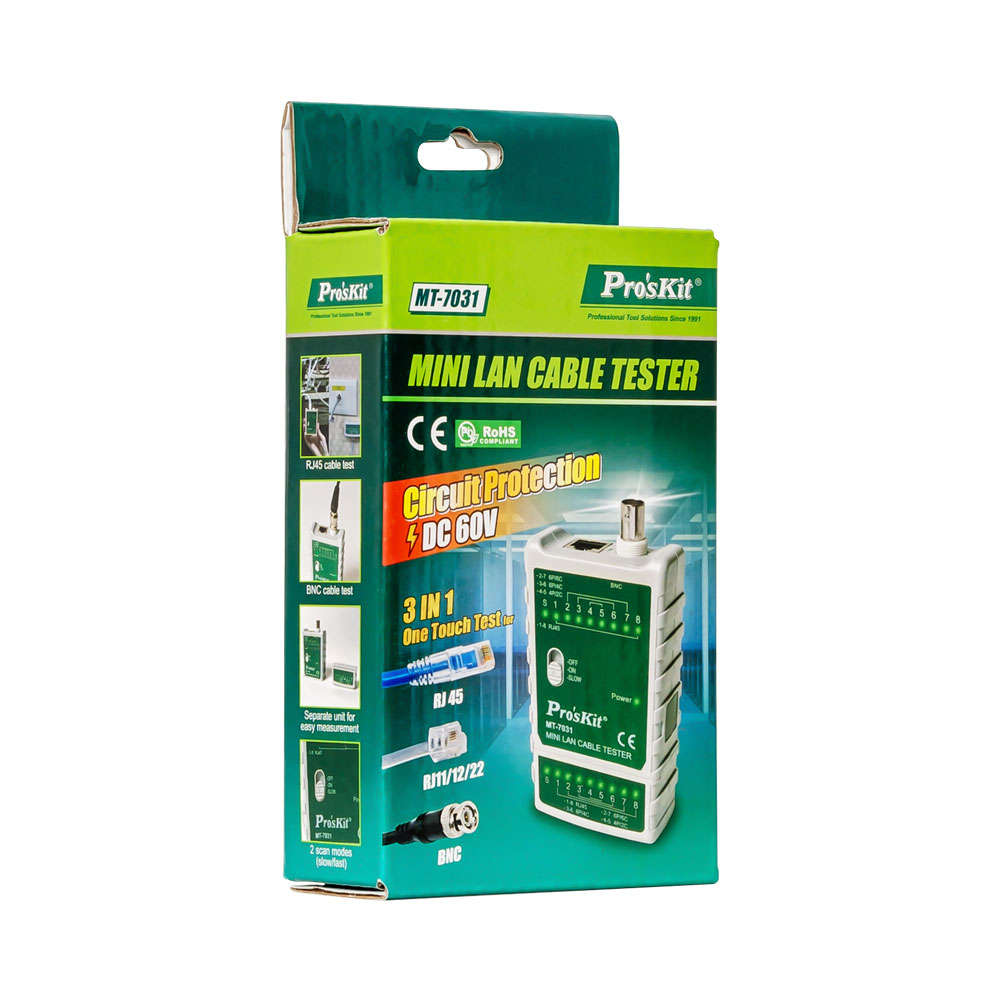 PROSKIT MINI LAN CABLE TESTER(RJ45,RJ11,12,22,BNC)