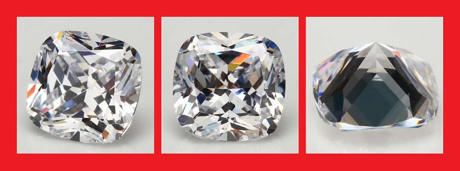 CUBIC ZIRCONIUM - 5A DIAMOND WHITE CUSHION FACET - 3.65cts