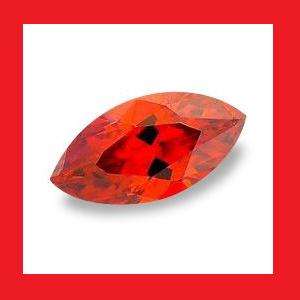 CUBIC ZIRCONIUM - ORANGE RED MARQUISE FACET - 2.84cts