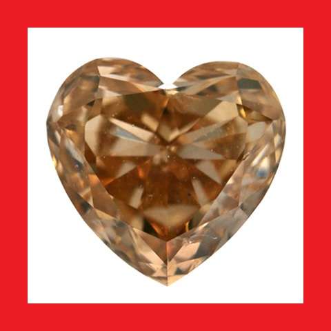 CUBIC ZIRCONIUM - CHAMPAGNE HEART SHAPE DIAMOND CUT - 4.88cts