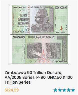 ZIMBABWE 50 Trillion Dollar Banknote AA Series Sequence Of 4 Notes