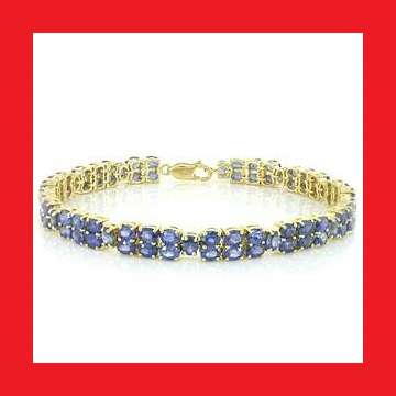 BLUE SAPPHIRE SOLID 9k YELLOW GOLD TENNIS BRACELET.