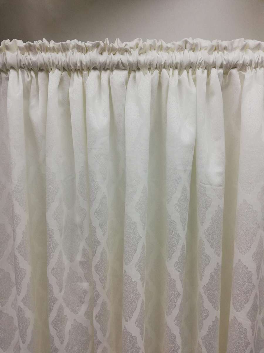 Geo White Taped Lined Curtain (Buy 1 Get 1 Free)