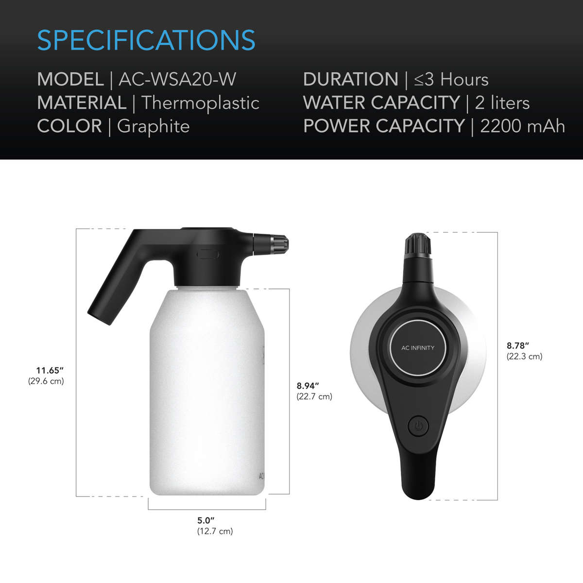 AC INFINITY AUTOMATIC WATER SPRAYER, 2-LITER ELECTRIC MISTER
