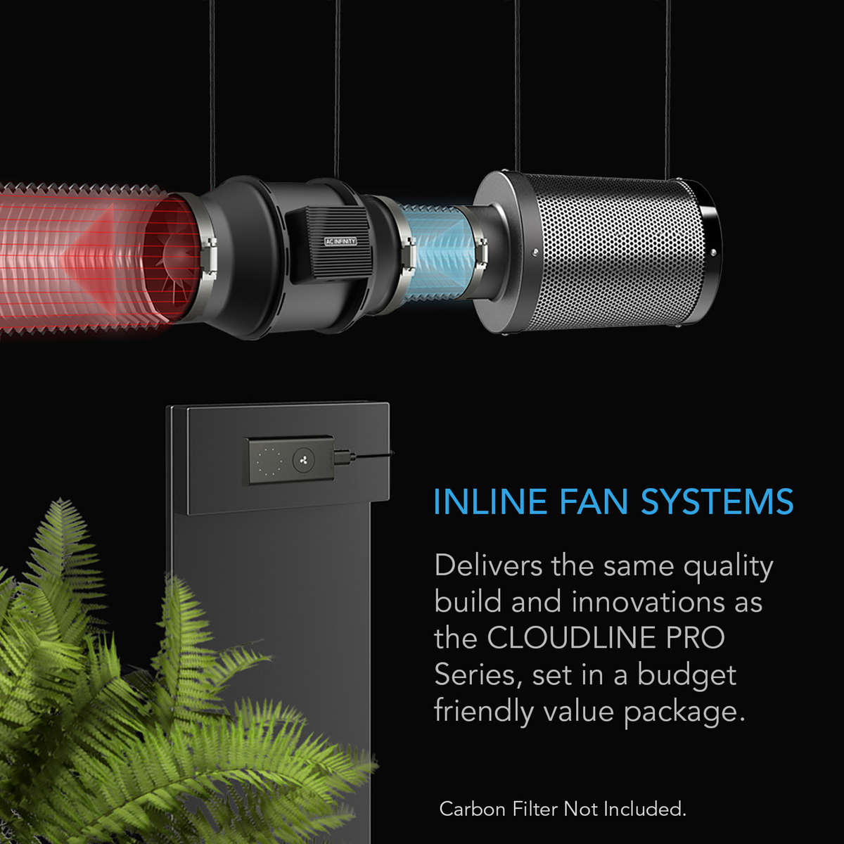 AC INFINITY CLOUDLINE A6, Quiet Inline Fan 6" with Speed Controller