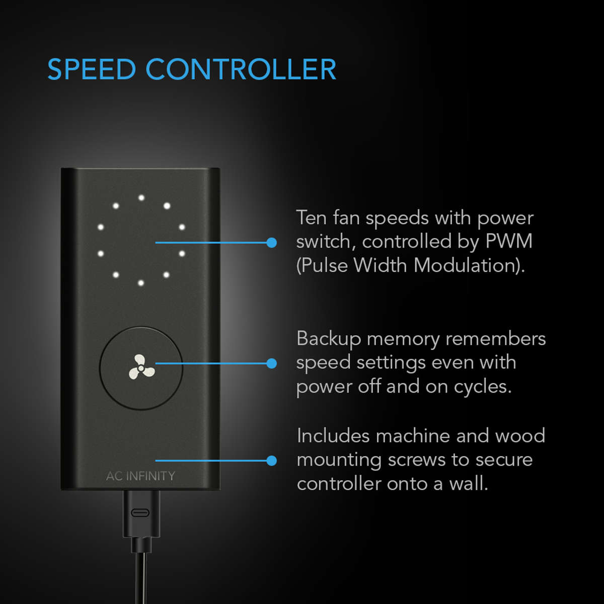 AC INFINITY CLOUDLINE A6, Quiet Inline Fan 6" with Speed Controller