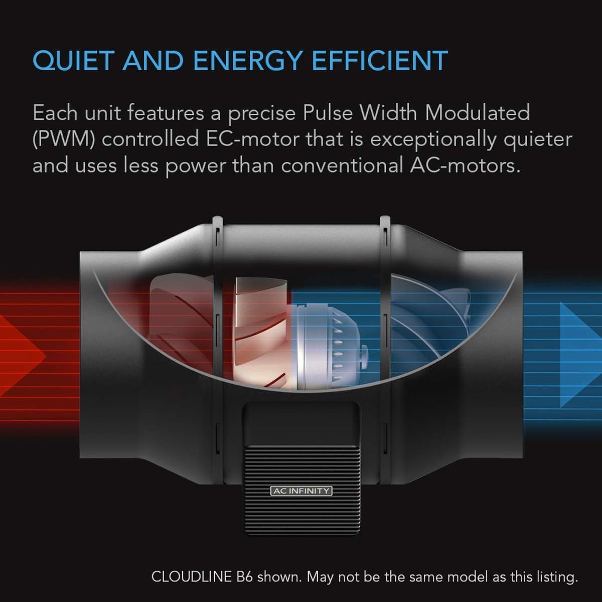 AC INFINITY CLOUDLINE A6, Quiet Inline Fan 6" with Speed Controller