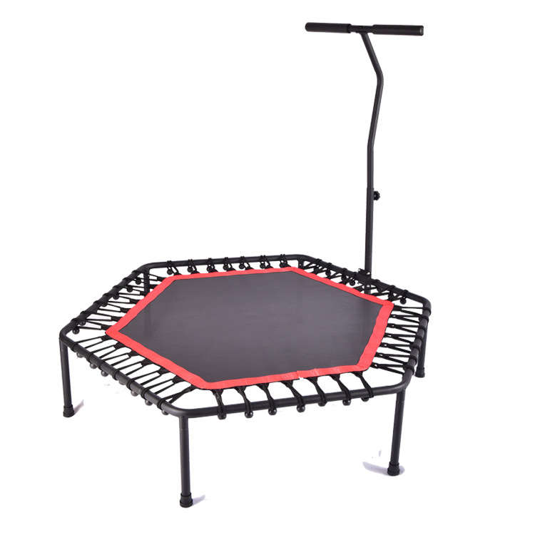 JumpeRoo 129cm Hexagon Rebound Trampoline with Handlebar &#8211; Adjustable