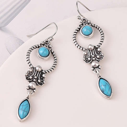 Silvery White Alloy Detail Patchwork Earrings