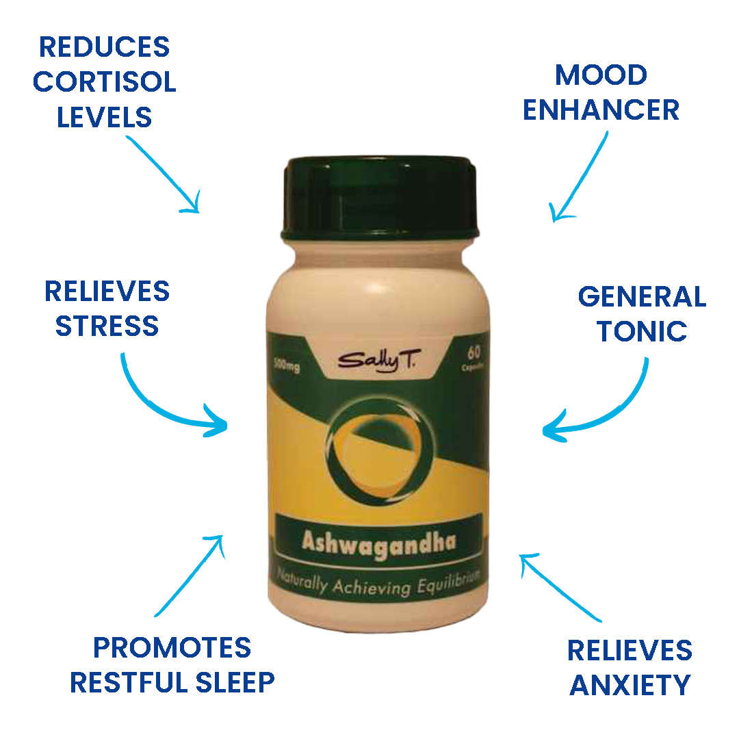 Sally T. Ashwagandha 500mg/capsule, 60 Capsules. Sleep and stress.