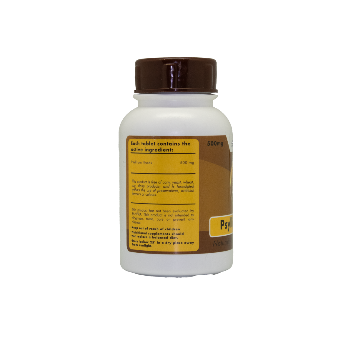 Sally T. Psyllium Husks, 500mg/capsule, 120 capsules. Refined Roughage
