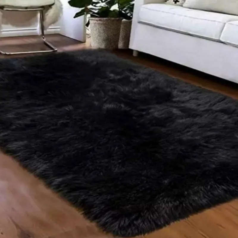 Black Shaggy Fluffy Rug