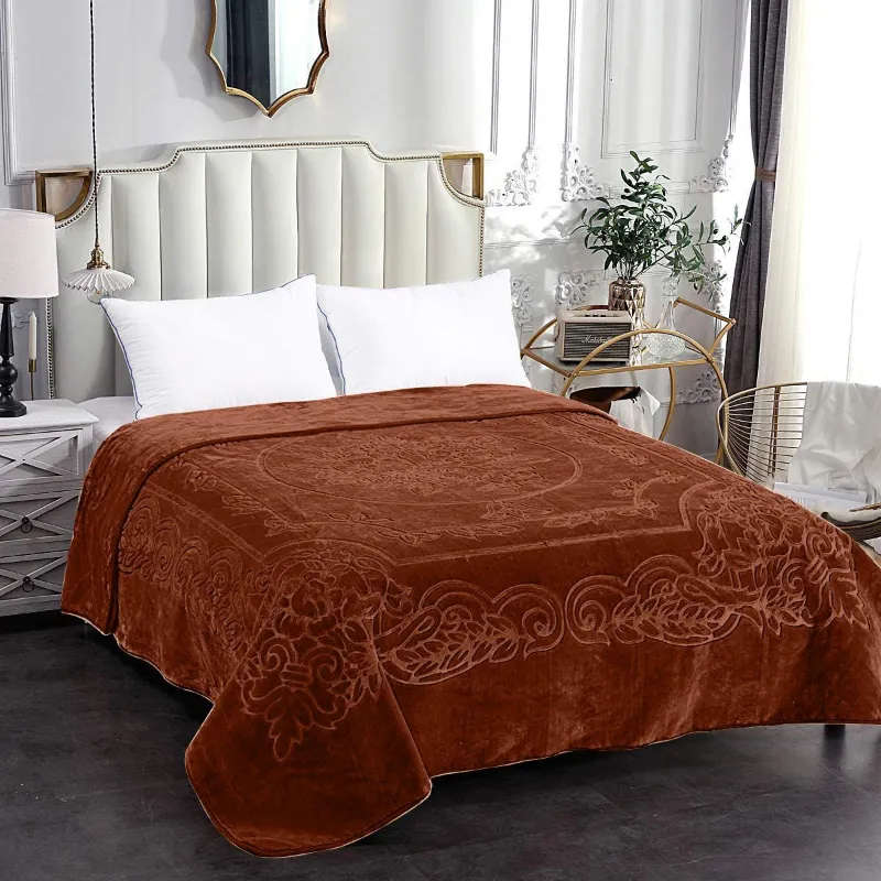Camel - Luxury Mink Blanket 220x200cm - Warm Winter Fleece
