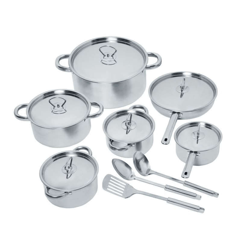 Heavy Duty Inducton Base 15 Piece Stainless Steel Cookware Set with Lids
