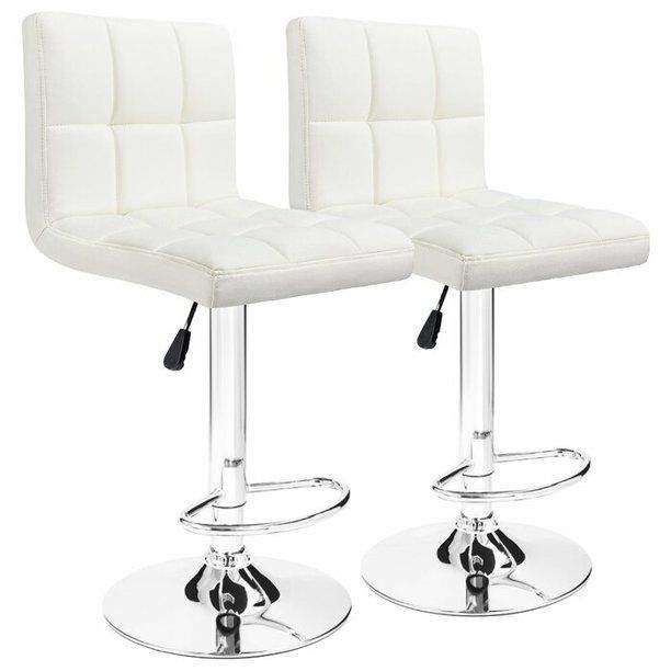 SMTE Bar Stools / Kitchen Breakfast Chairs - Set of 2 - White with keychain