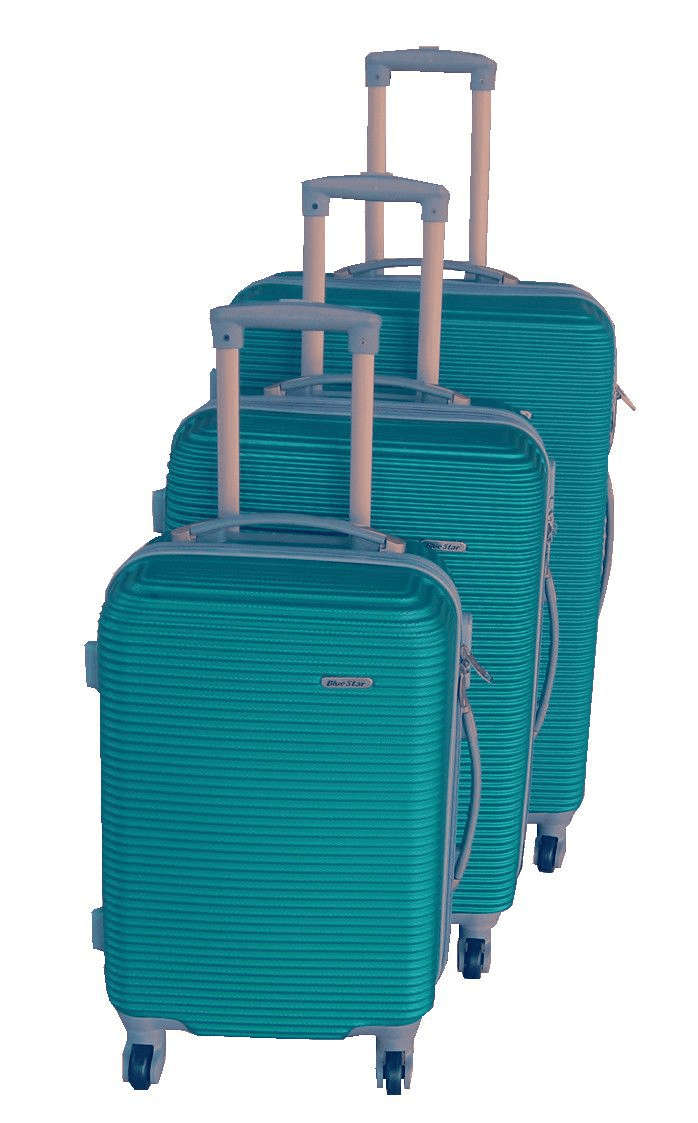 SMTE 3 Piece Hard Outer Shell Luggage Set - Dark green with keychain