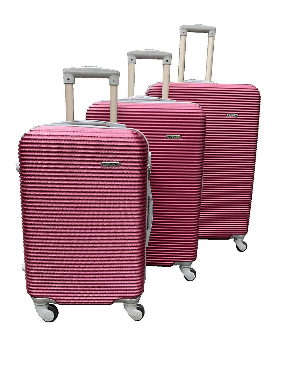 SMTE 3 Piece Hard Outer Shell Luggage Set - 31inch - Plum with keychain