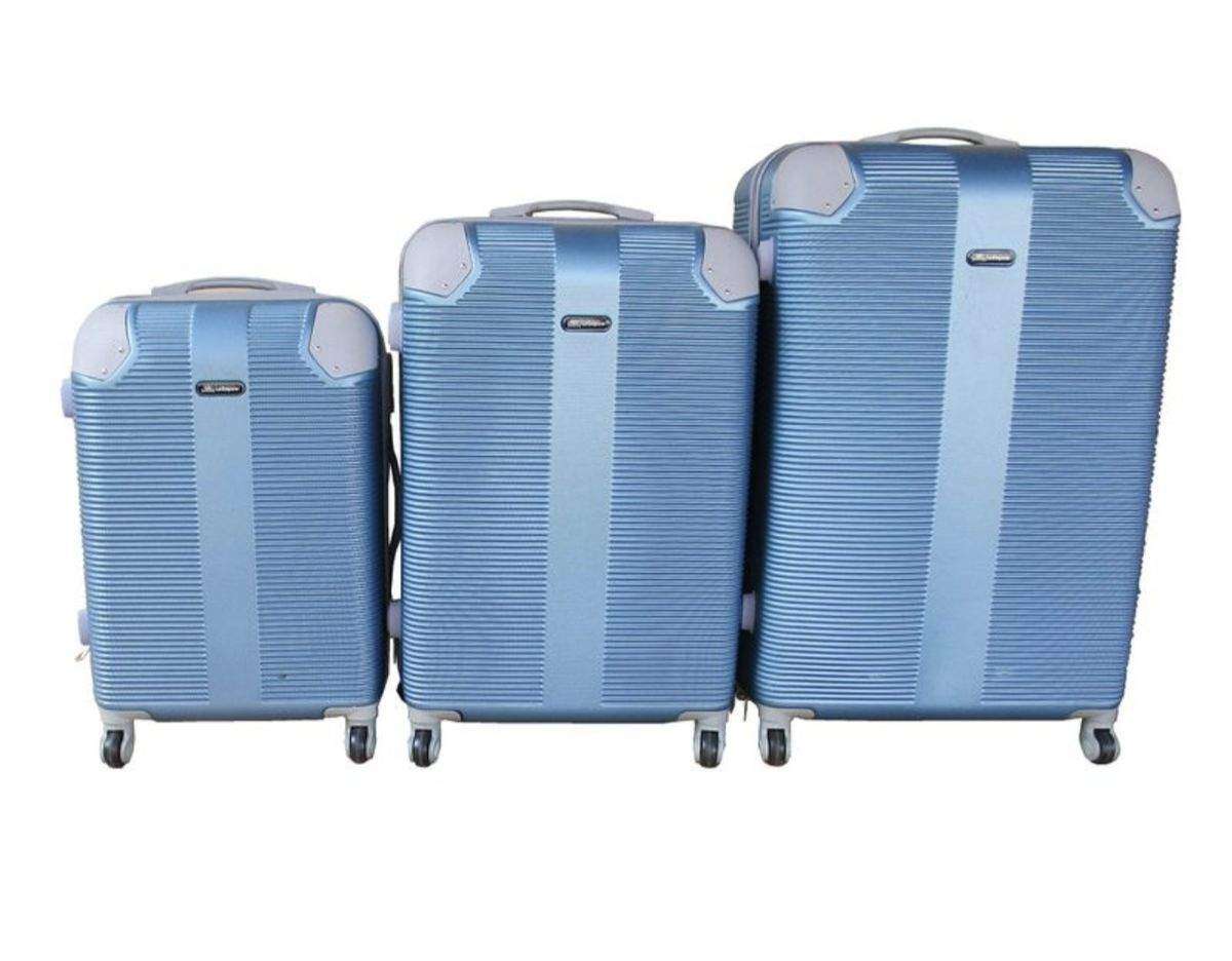 SMTE Expert Travel Ware - 3 Piece Luggage Set - Blue with keychain