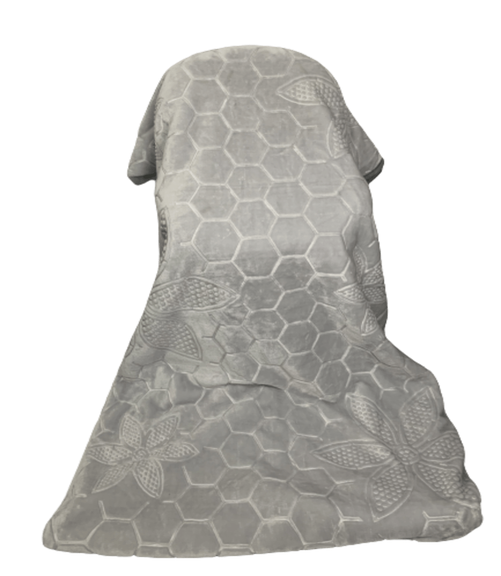 SMTE Queen Size Blanket Super Soft Honeycomb Pattern 1 Ply - Grey with keychain