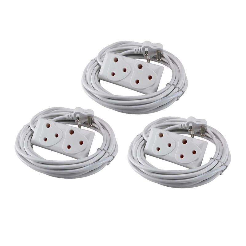 SMTE 20m Extension Cord With A Two-Way Multi-Plug Extension Lead - Bulk Pack of 2 with keychain