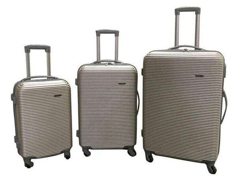 SMTE 3 Piece Hard Outer Shell Luggage Set - Gold with keychain