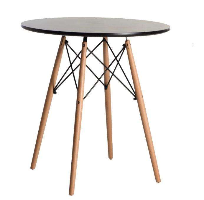 SMTE Dining Table with Wooden Legs - Black with keychain