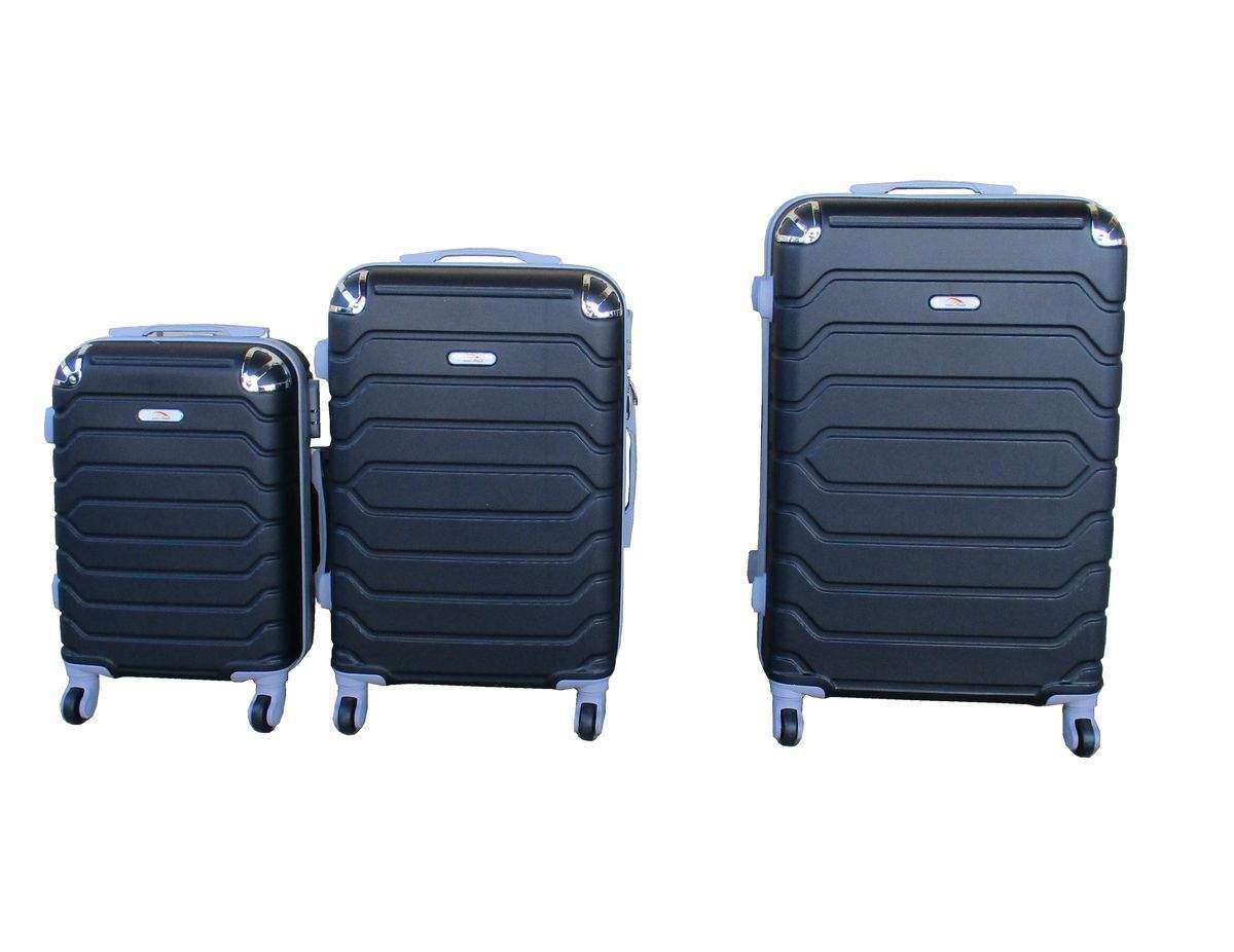 SMTE 3 Piece Luggage Set 26" 22" 18" - Black with keychain