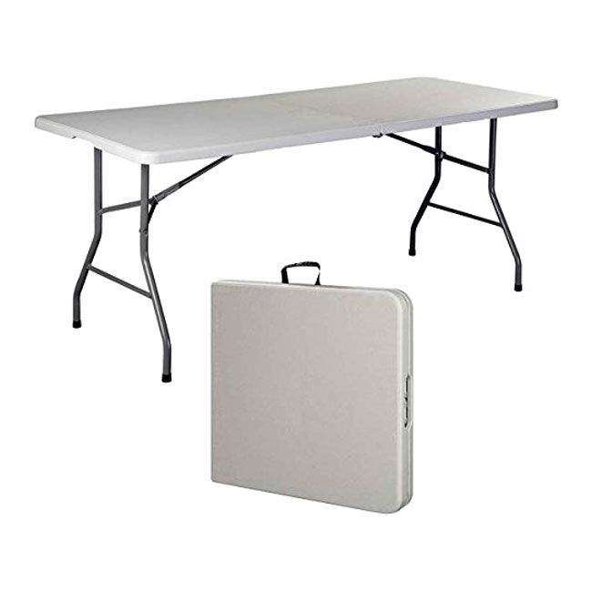 SMTE 1.8 Meter Portable Folding Trestle Table - White - 2 Pack with keychain