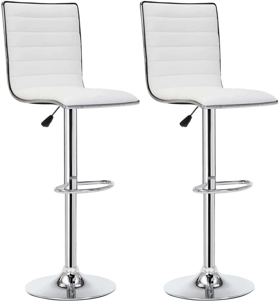 SMTE 2 x Stylish Modern Bar Stools - White with keychain