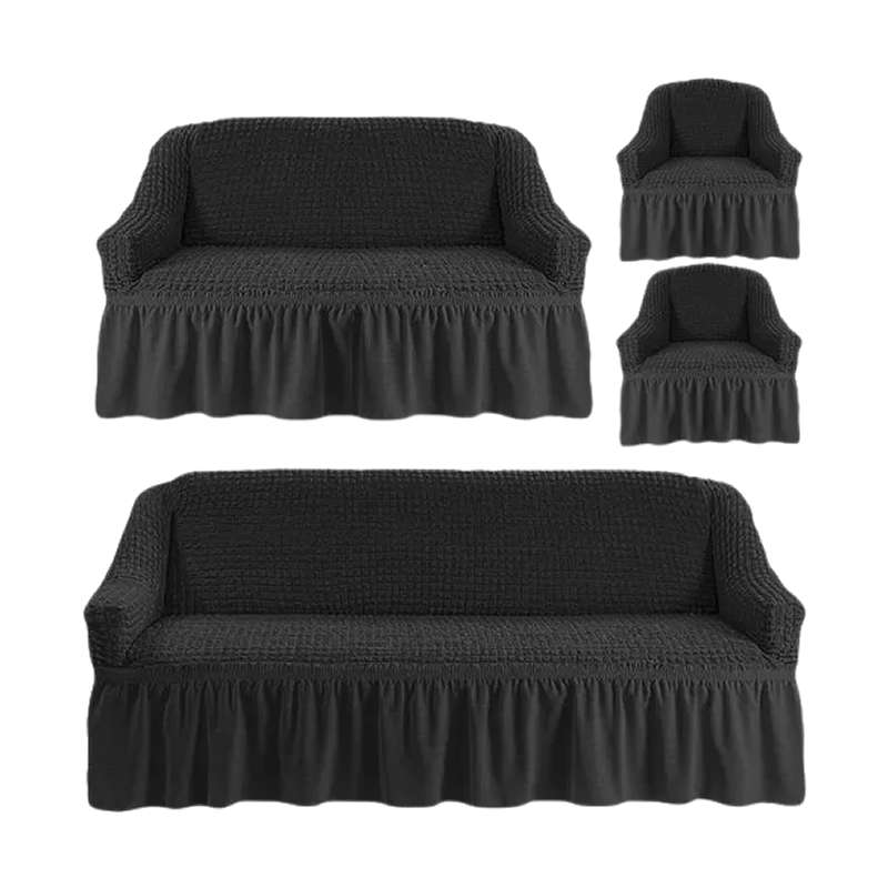 SMTE 4 Pack Seater 2,2,1,1, Sofa / Couch Covers - Black with keychain