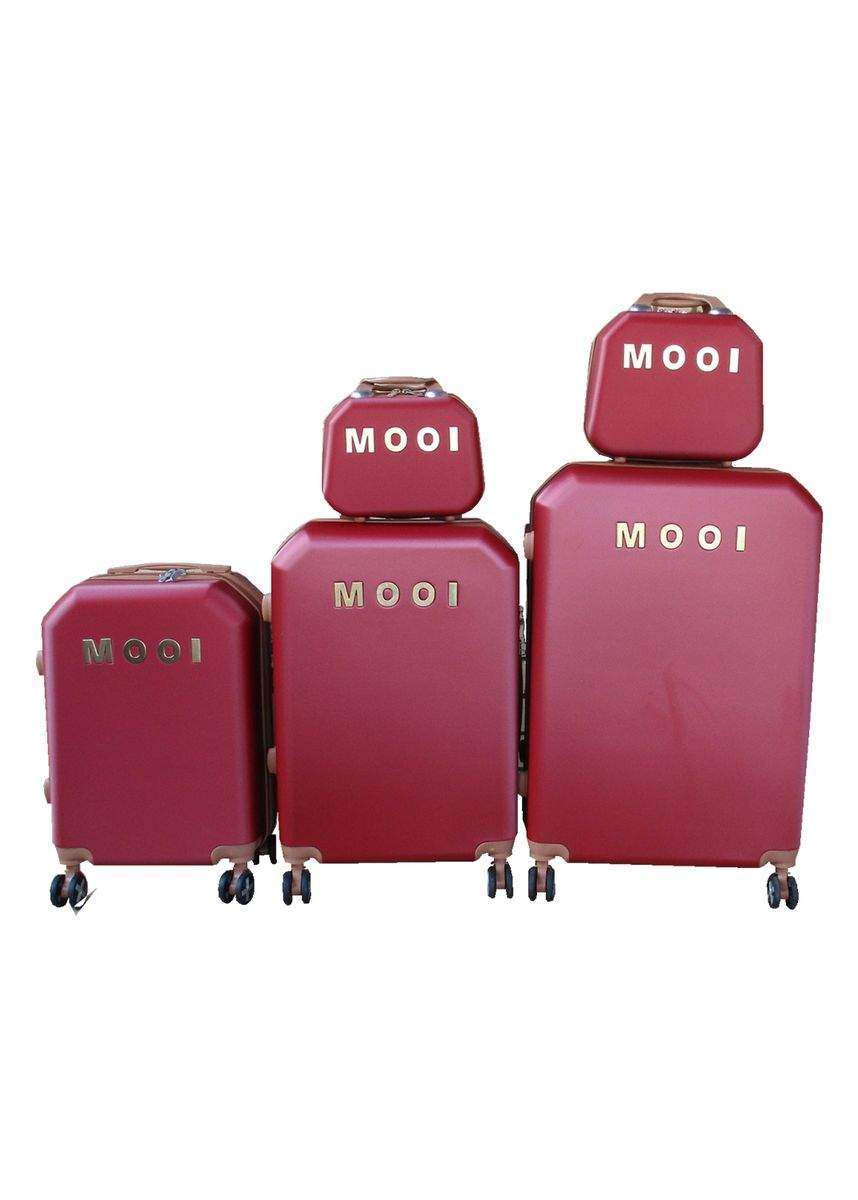 SMTE Red 5-Piece ABS Luggage Set - Durable, Stylish and Secure Travel Solution with keychain