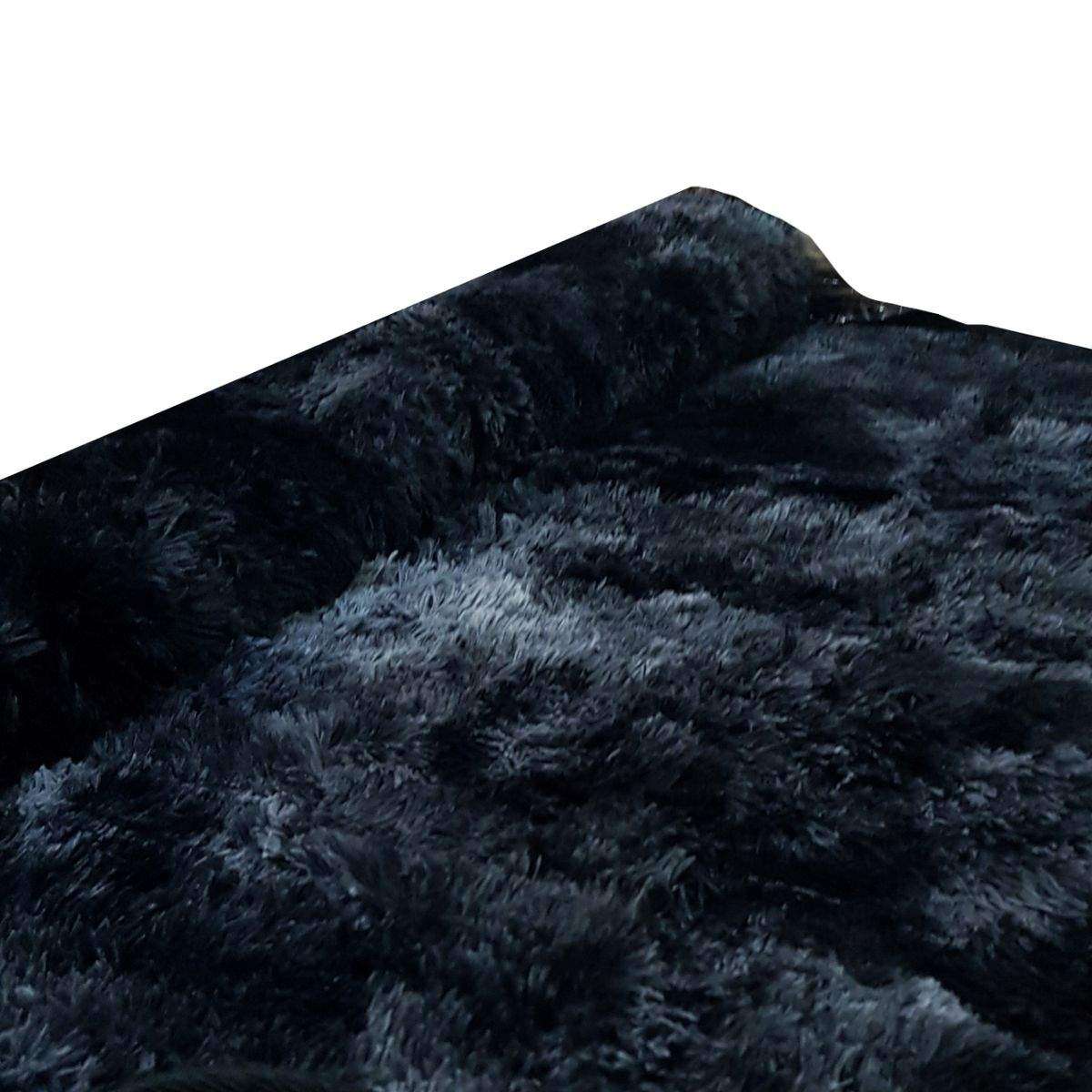 SMTE Large Premium Fluffy Carpet/Rug - Charcoal Mix Black with keychain