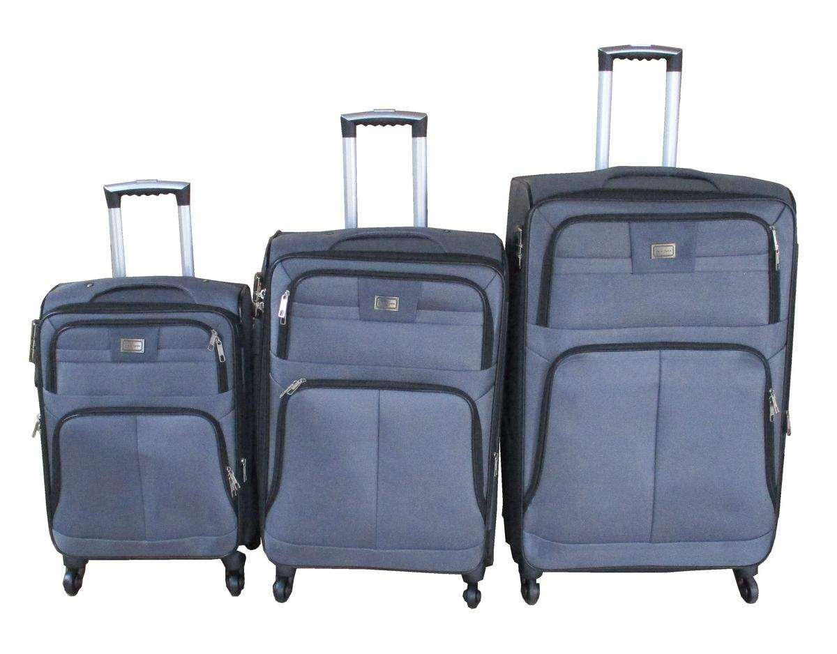 SMTE Blue Fabric Luggage Set - 3-Piece, Lightweight, 360 Spinner Wheels, & Lock with keychain