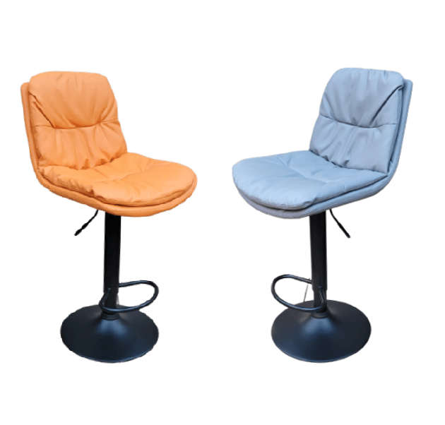 SMTE Soft Padded Perla Black Based Bar Stools - Orange with keychain