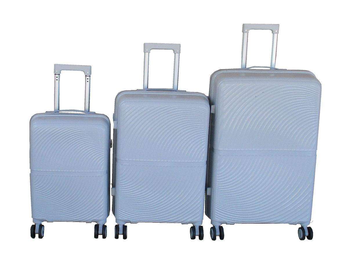 SMTE Unbreakable Light Gray 3-Piece PP Luggage Set - Durable, Spinner Wheels TSA with keychain