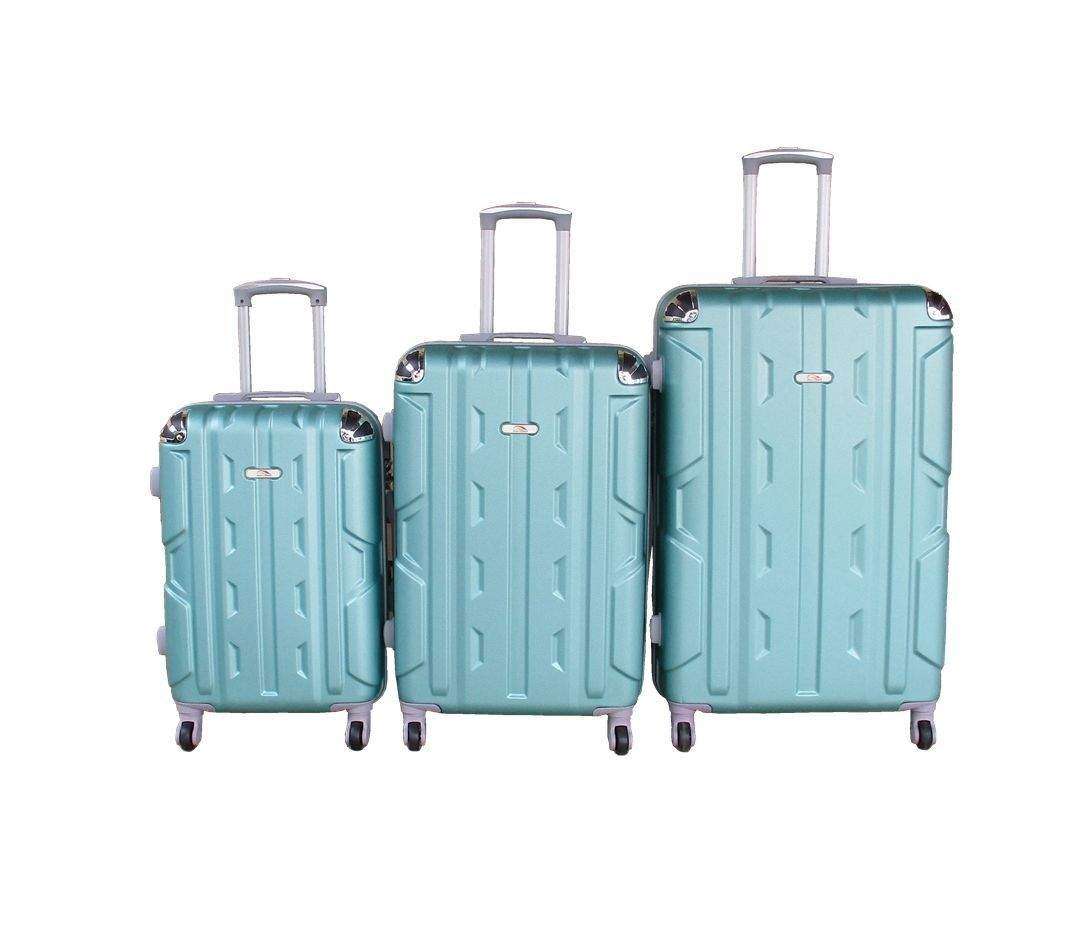 SMTE 3-Piece Hard Shell Luggage Set - Mint Green with keychain