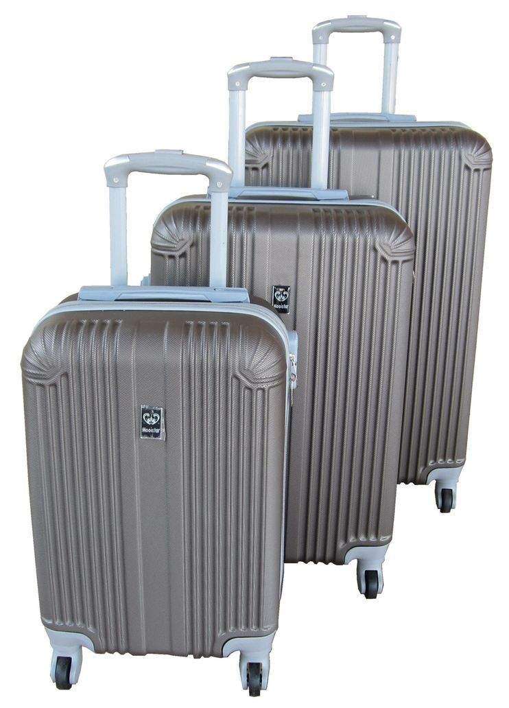 SMTE ABS 3-Piece Spinner Luggage Set - Black, Hardshell, 360 Wheels with keychain