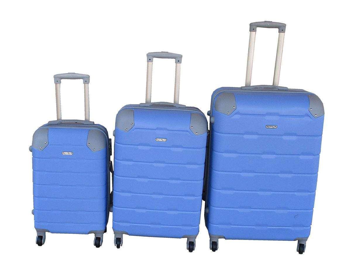 SMTE Begin Again 3-Piece Light Blue ABS Luggage Set with keychain