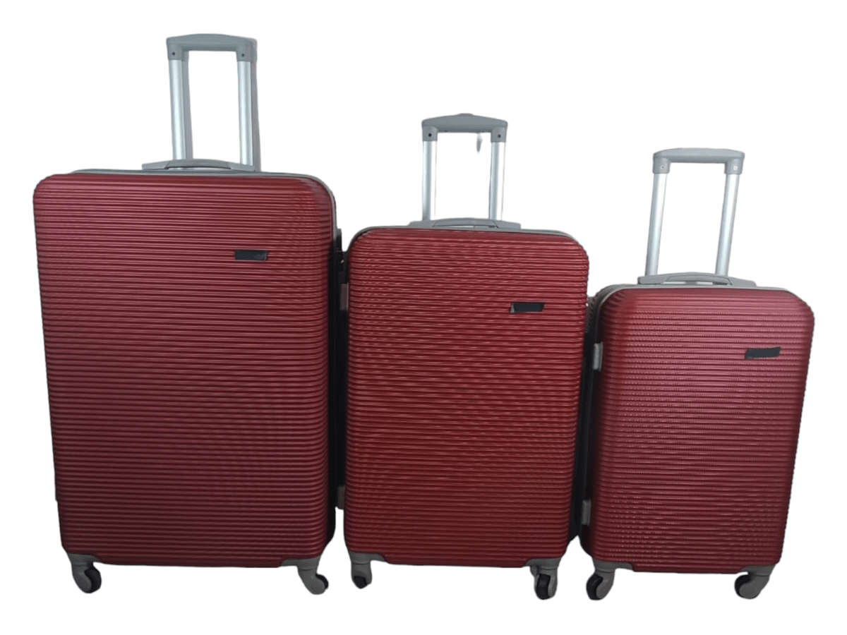 Smte-3 Piece Hard Outer Shell Luggage Set-Red with keychain