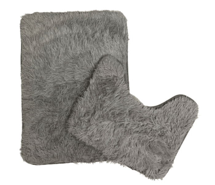 SMTE 2pc Bathroom Rugs Fine Shaggy Set - Grey with keychain