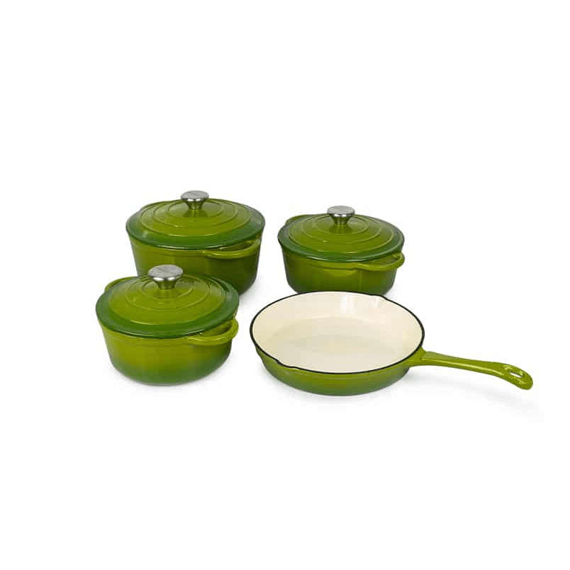 SMTE Cast Iron 7-Piece Cookware Set with keychain