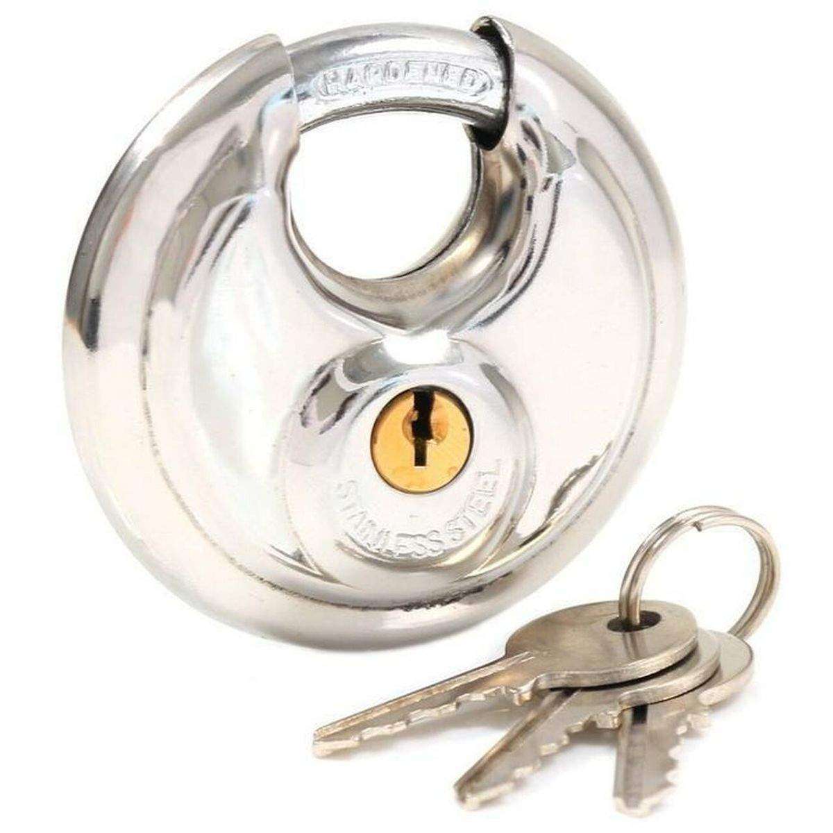 SMTE DISCUS Padlock Stainless Steel - 60mm with keychain