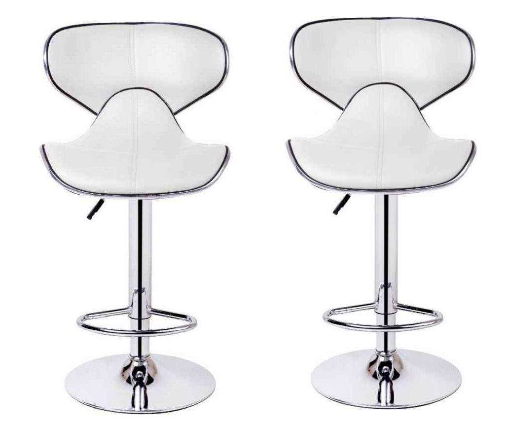 SMTE Bar Stools with Stylish Stitching Contrast - 2 Pack ? Black / White Colours - White with key...
